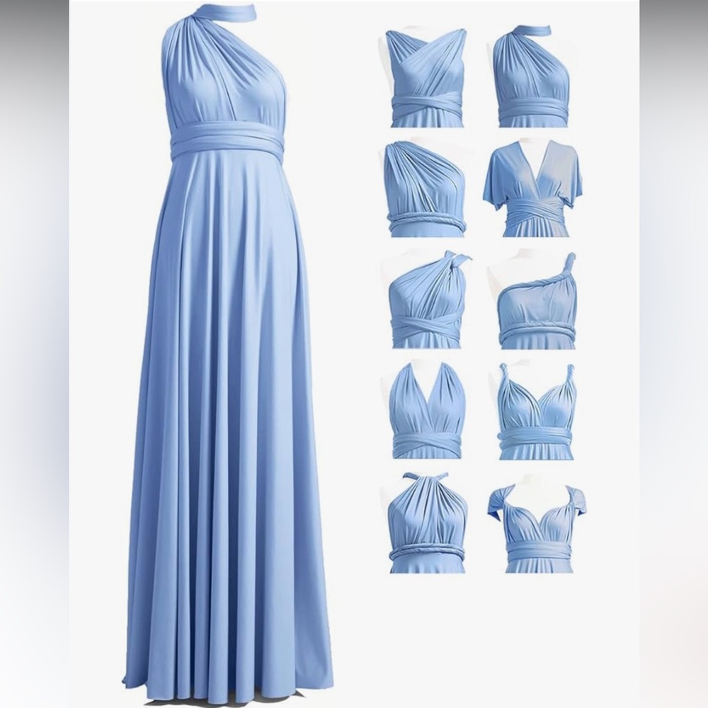 Elegant Blue Convertible Maxi Infinity Dress
